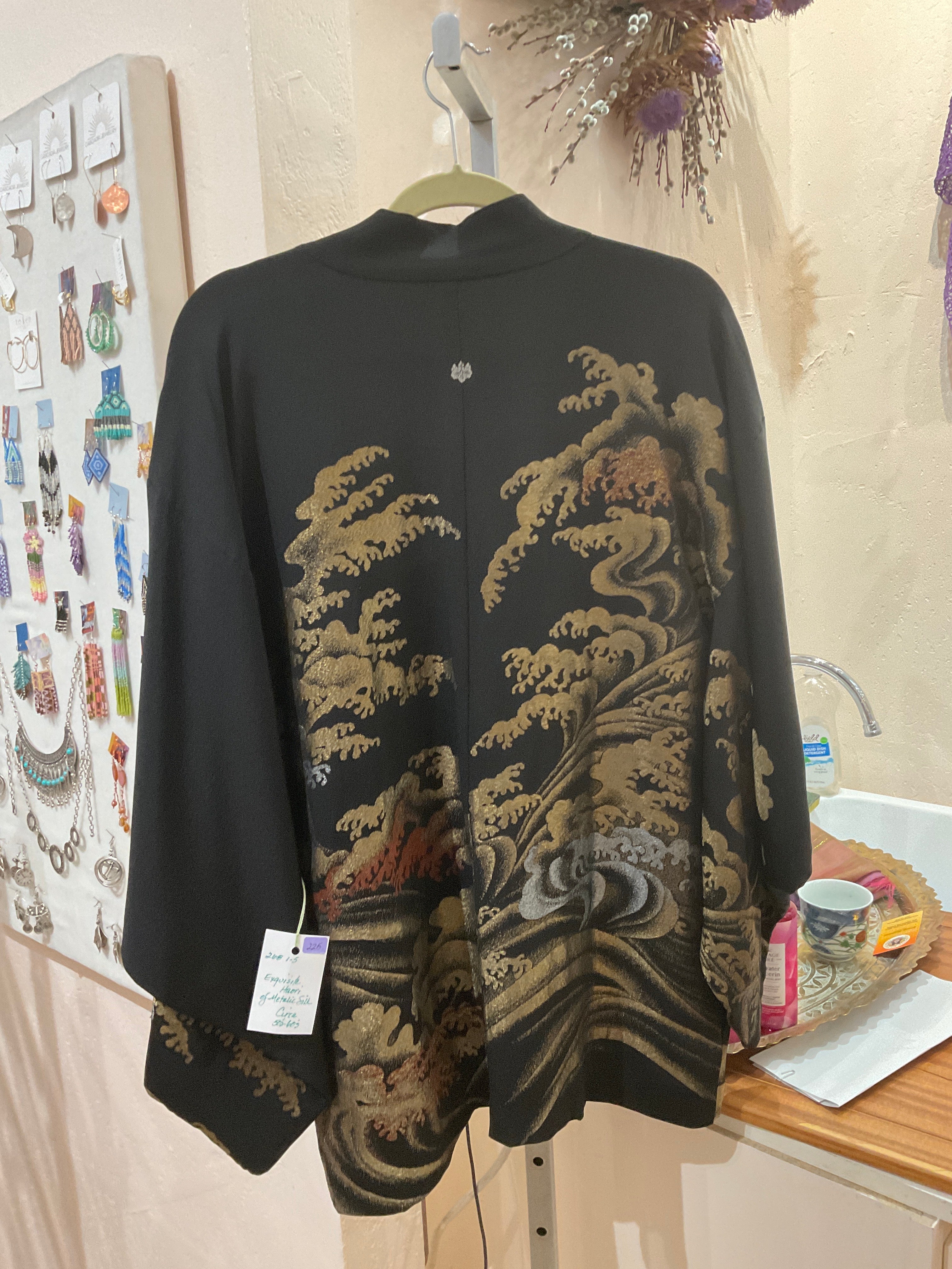 268 1-5 metallic silk haori