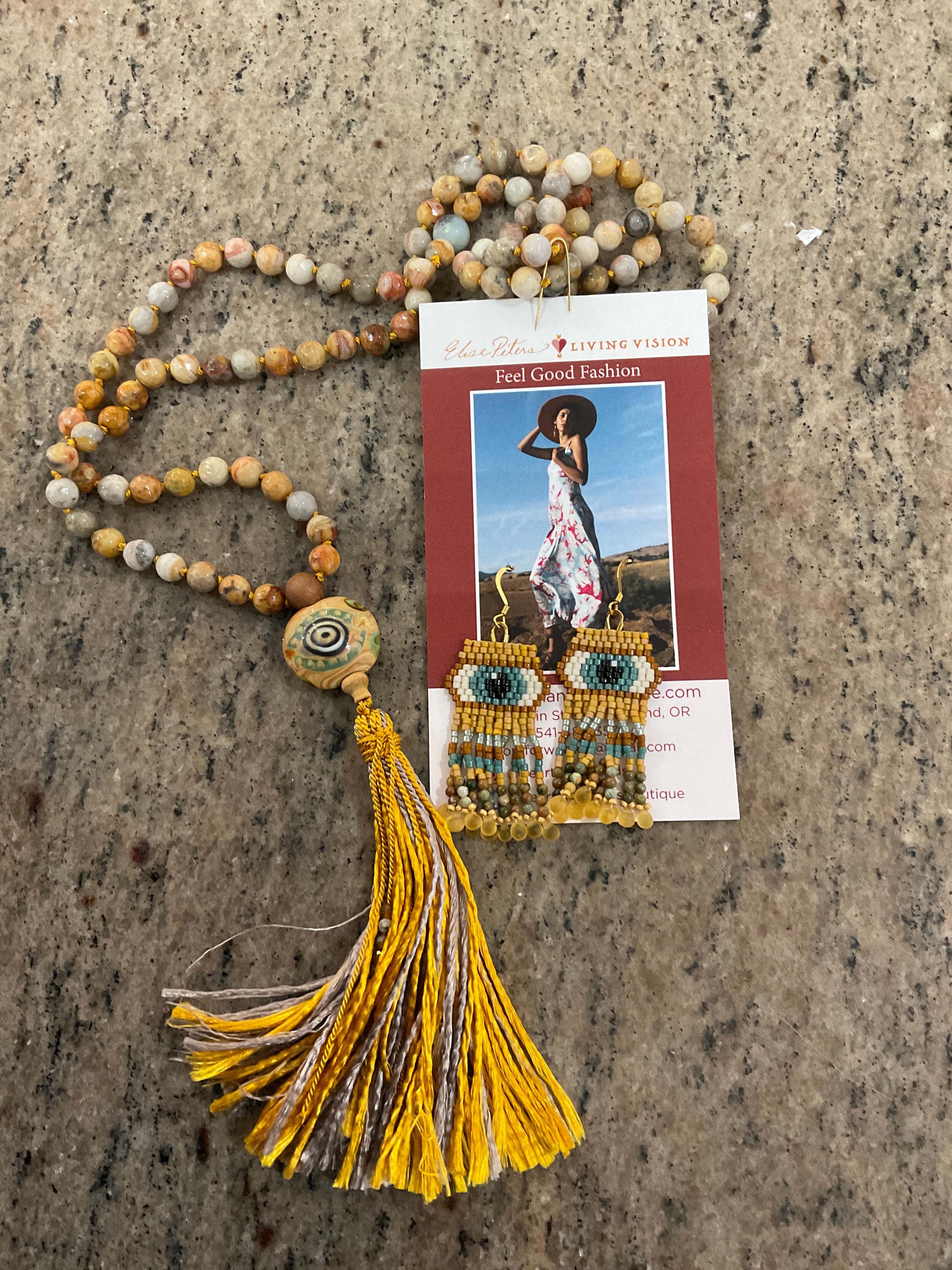73 COMBO evil eye mala and earrings