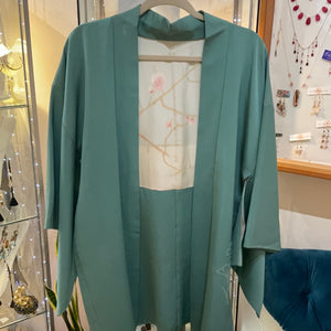 106 embroidered ginkgo leaf blue Haori.