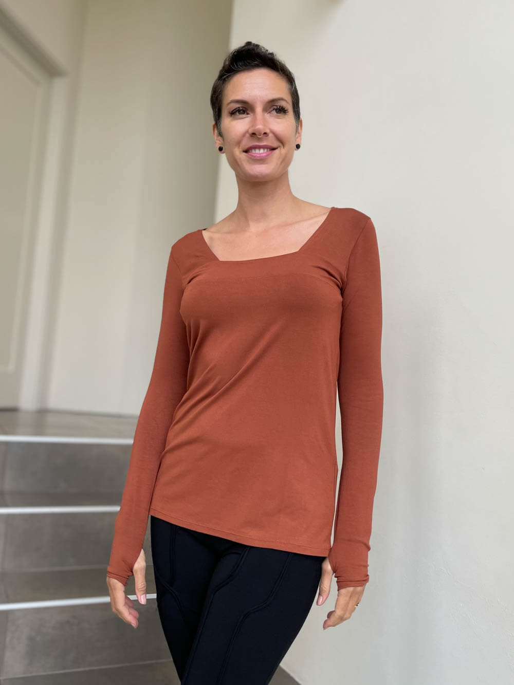 CU Long Sleeve Square Neck Top