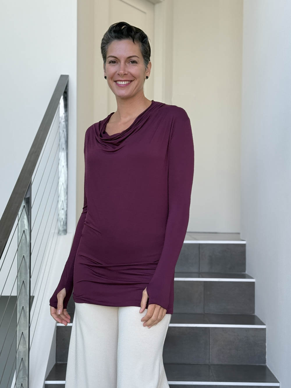 CU Long Sleeve Waterfall Top