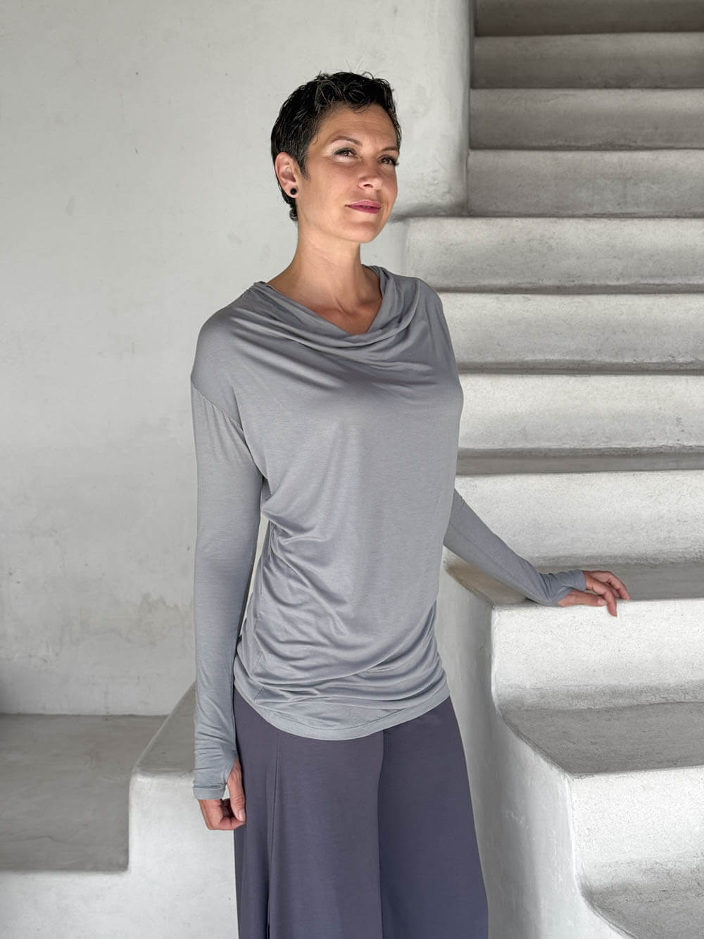 CU Long Sleeve Waterfall Top