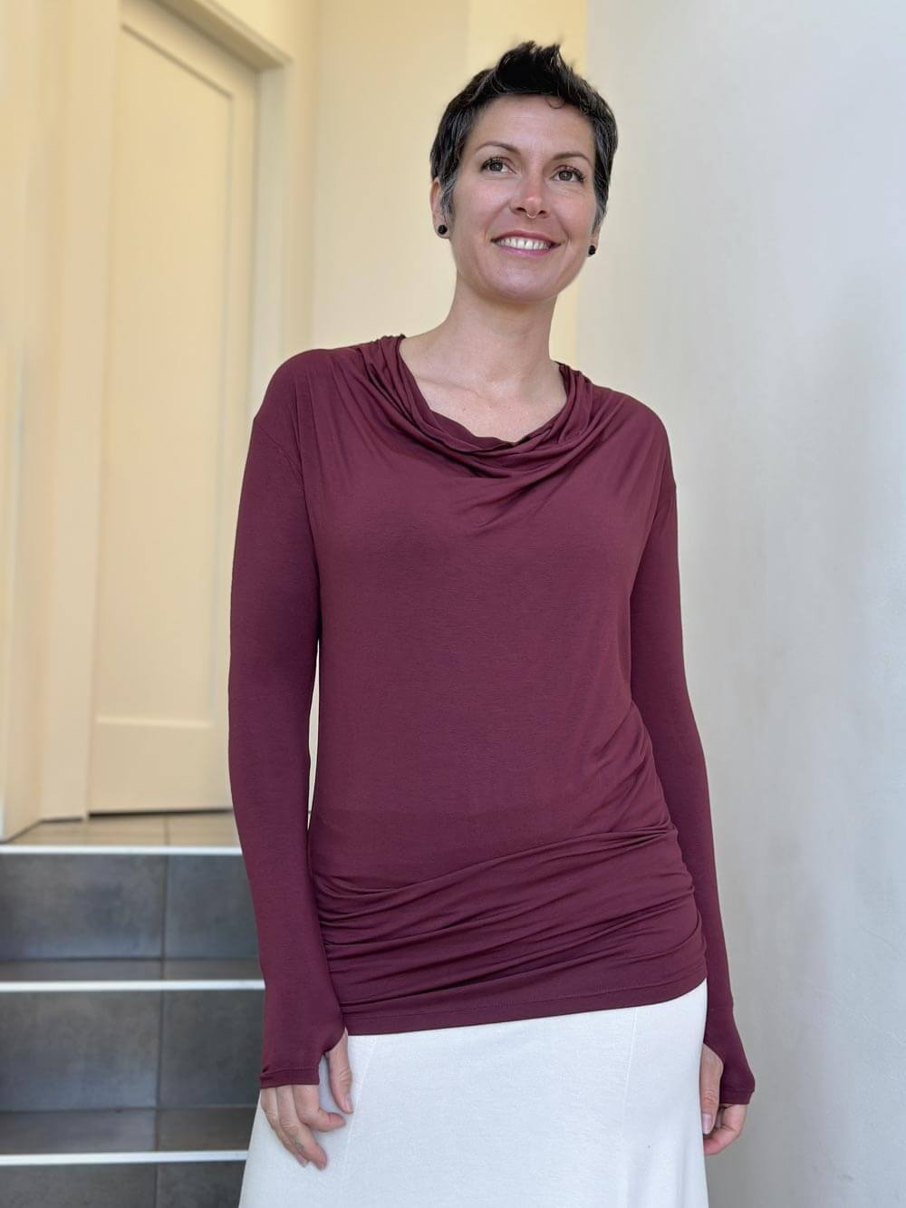 CU Long Sleeve Waterfall Top
