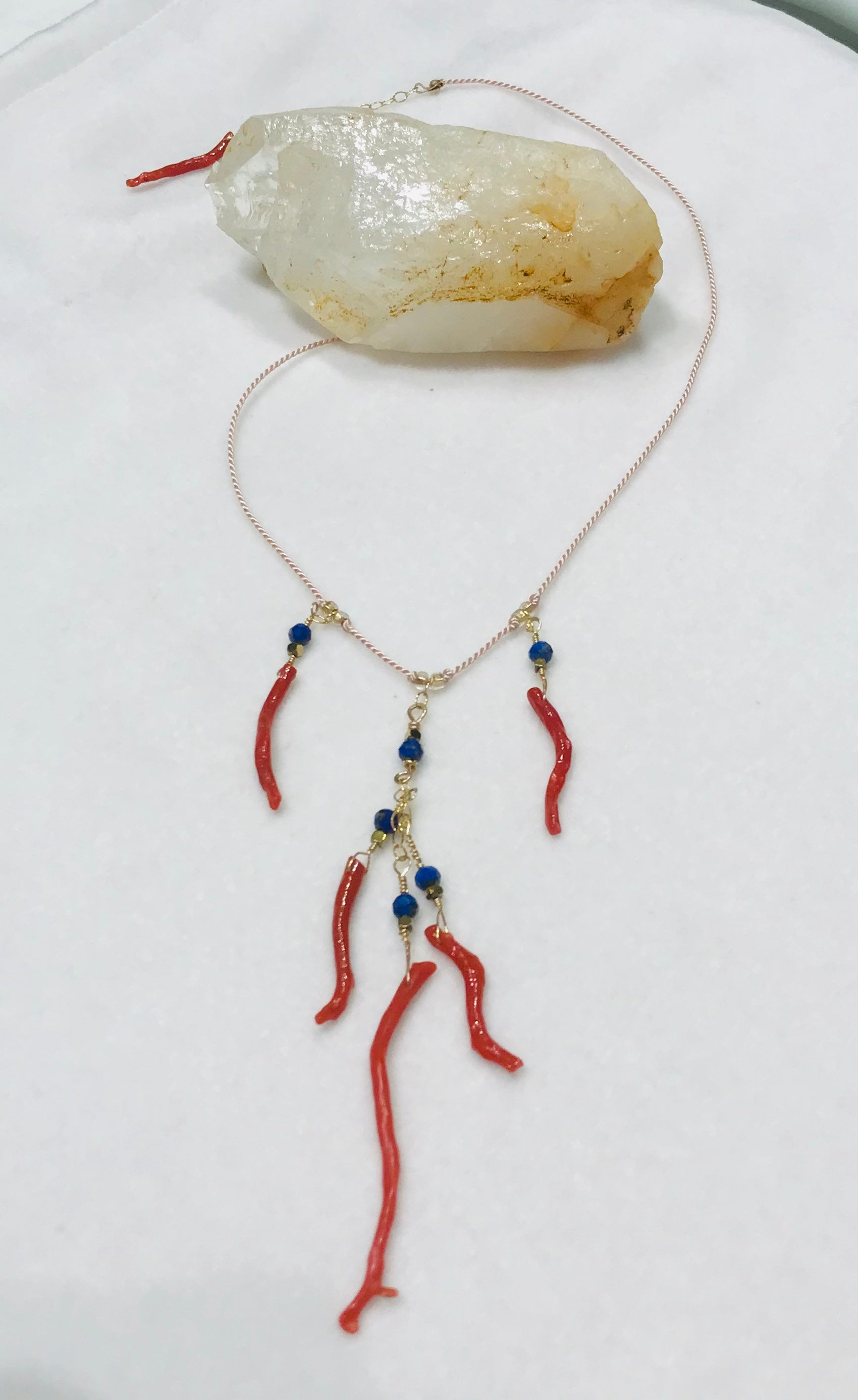 Italian Red Coral and Lapis - Necklace