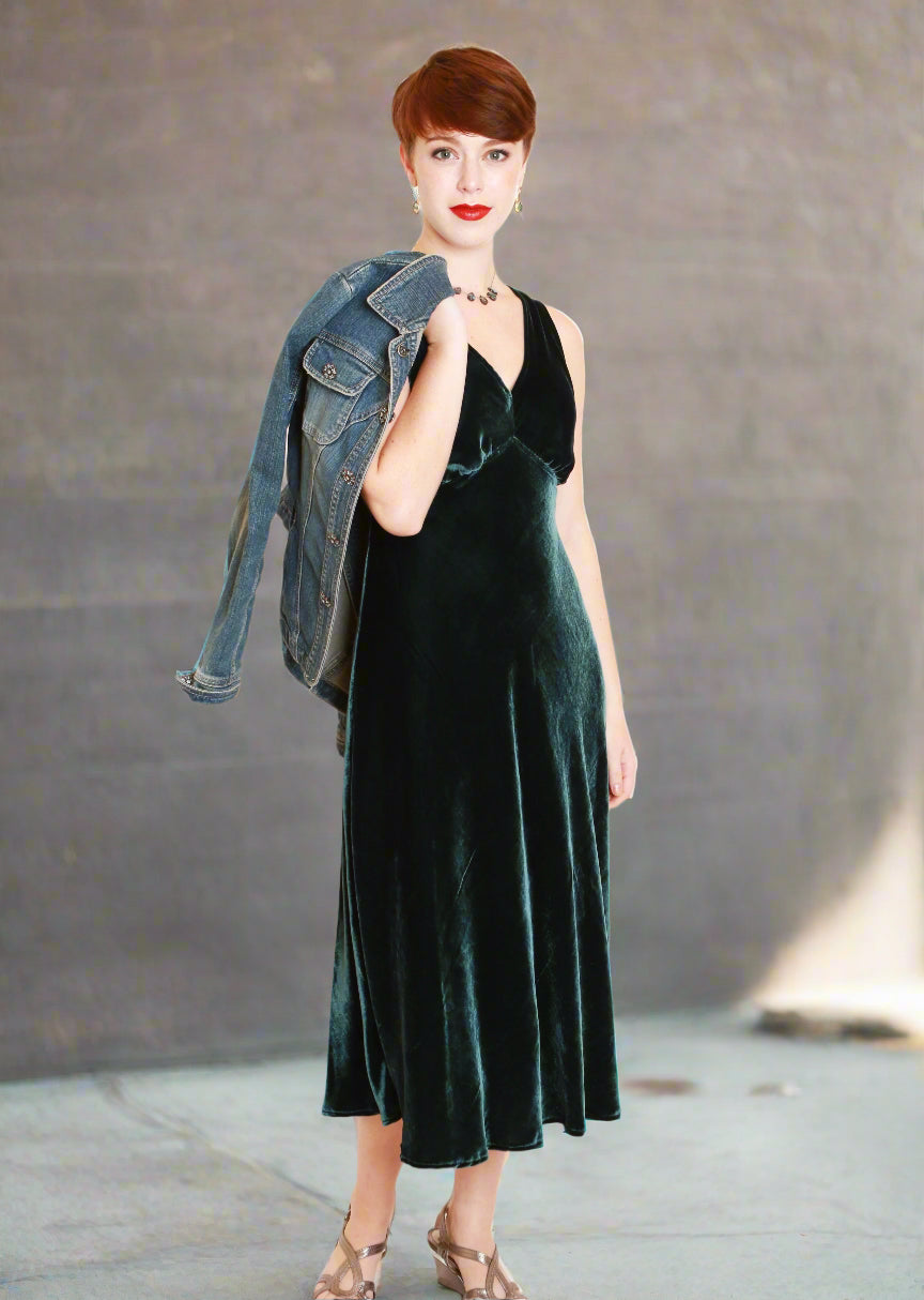 100 silk velvet dress Ready to ship