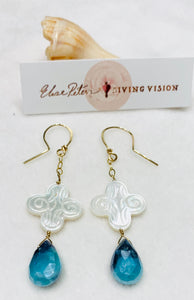 Blue Moon Stone and Mother of Pearl Earrings