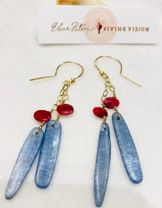Kyanite and Ruby Earrings