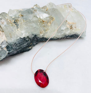 Faceted Ruby Single-Drop Necklace