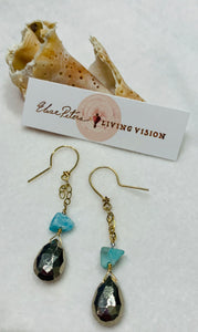Pyrite and Larimar Earrings