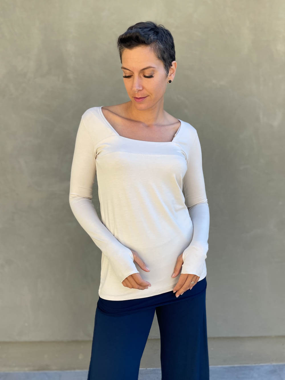 CU Long Sleeve Square Neck Top