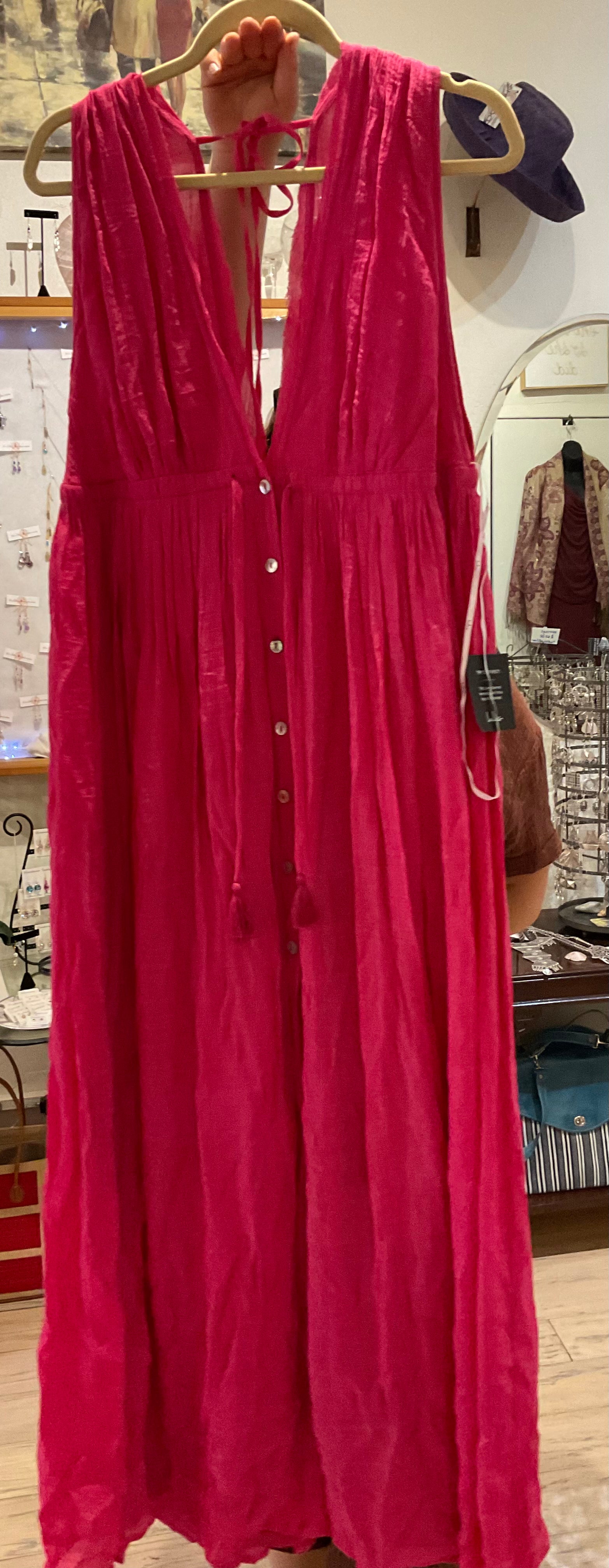 Hot pink rayon dress