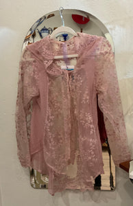 Pink silk tie front blouse