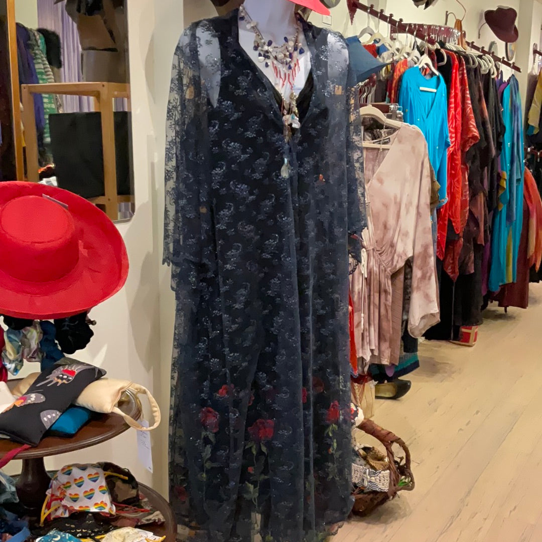 Sparkly blue lace duster
