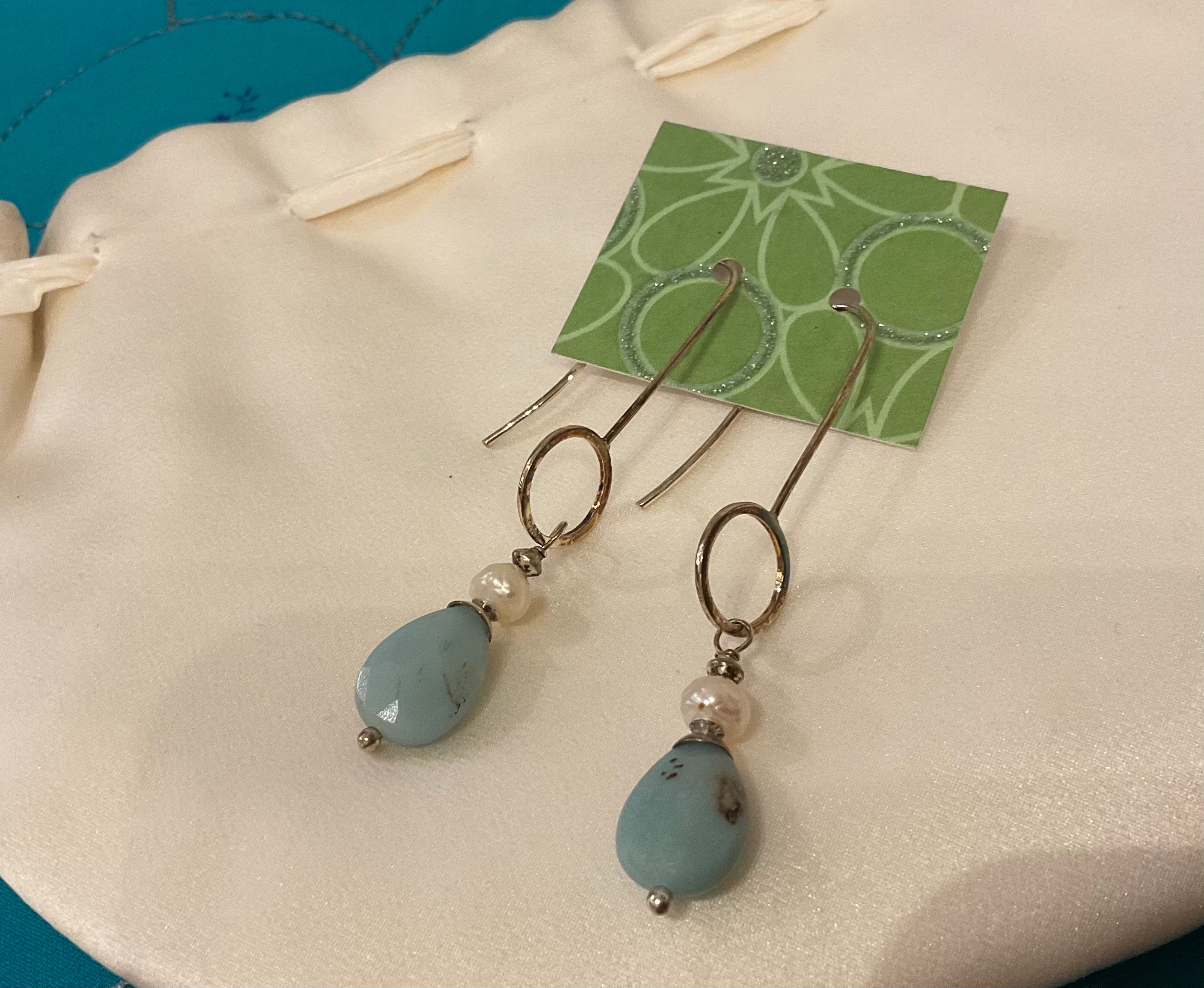 Deva #27 blue drop pearl earrings